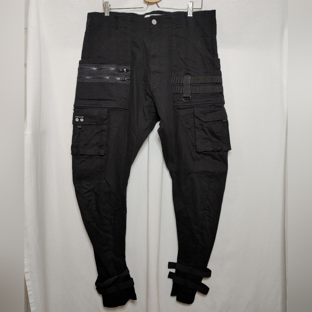 C2H4 Zero Slim Barrel Gravity Tactical Cargo Pants Black Cotton Blend Tapered 36 - Picture 2 of 14
